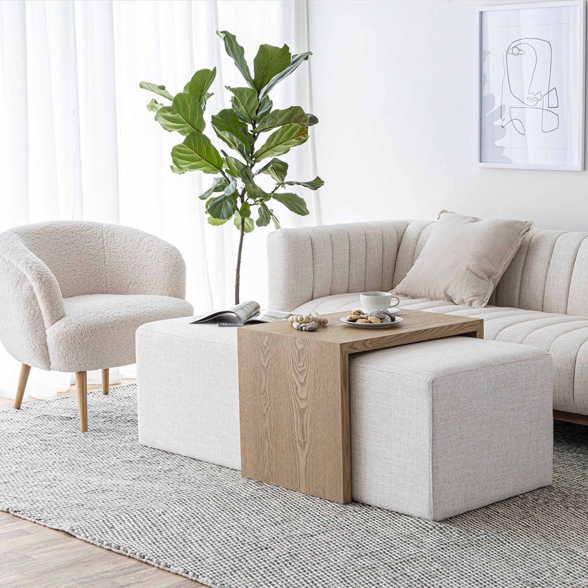 Coffee Table  and  Ottoman Combo