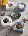 Round Marble Pinch Pot + Gold Spoon