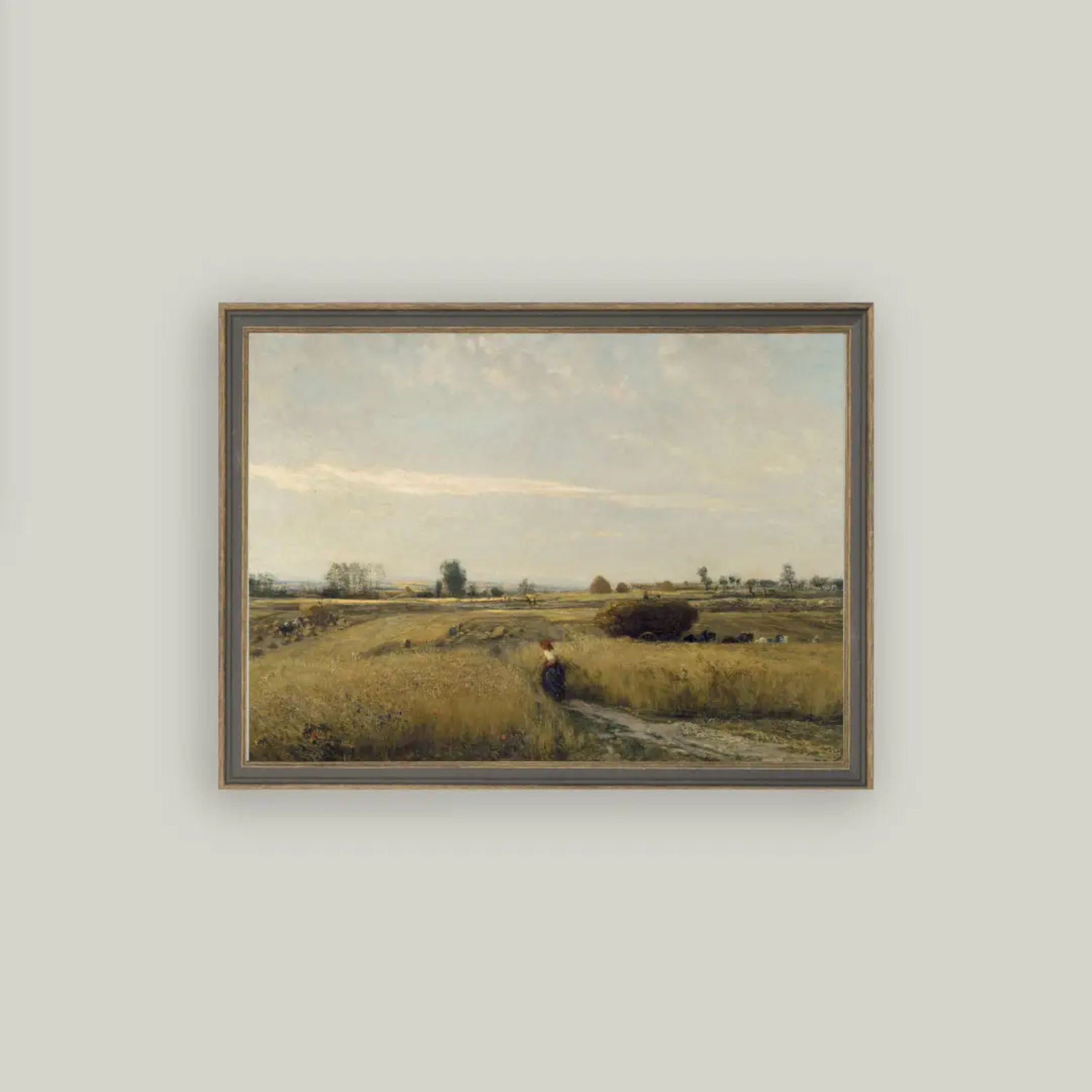 Harvest Landscape Framed Antique Art
