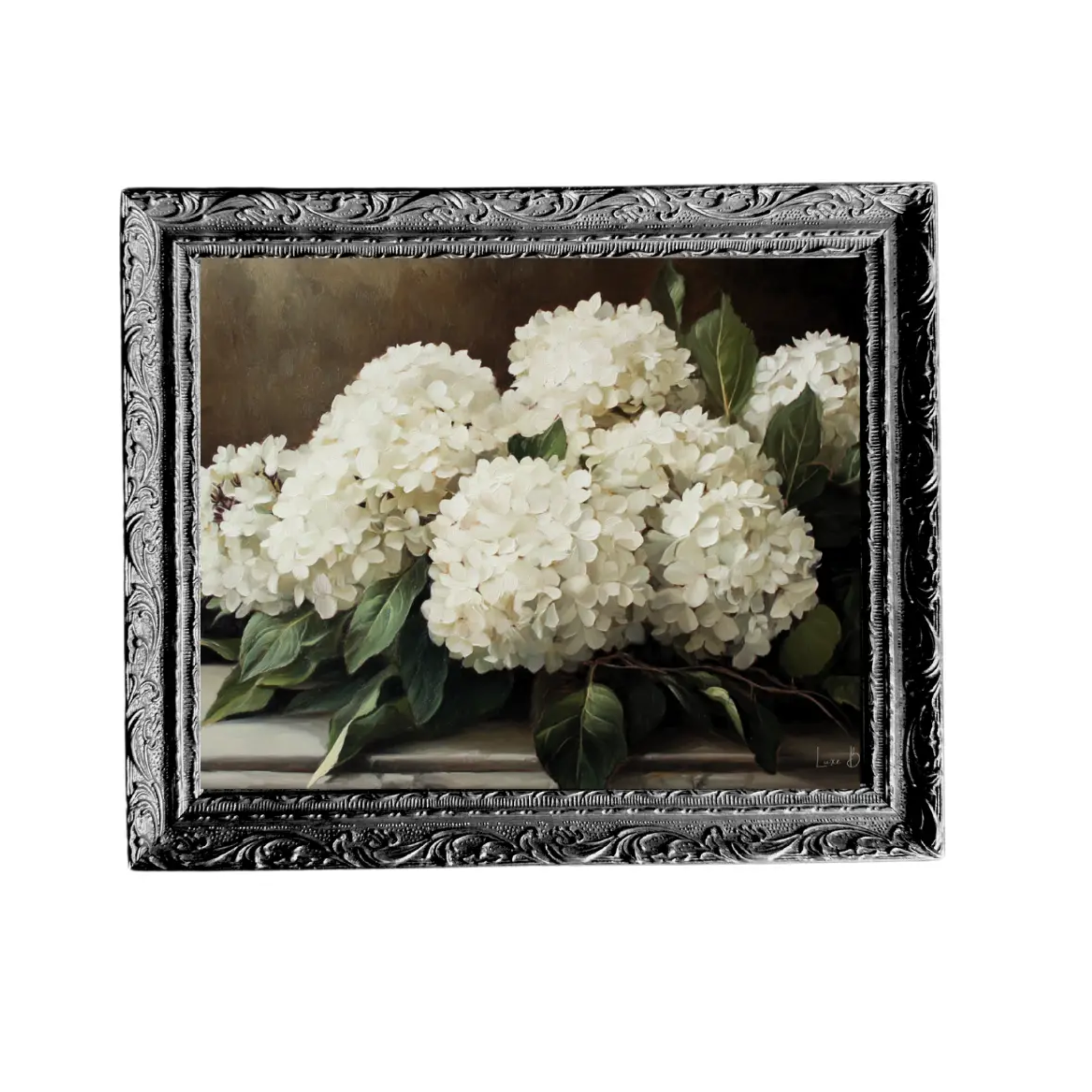 Hydrangeas Vintage Print | Black Frame