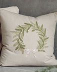 Embroidered Wreath Pillow