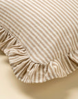 Ruffle Thin Stripe Pillow | Beige