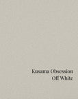 Text 'Kusama Obsession Off White' on a textured off-white background in St. Albert