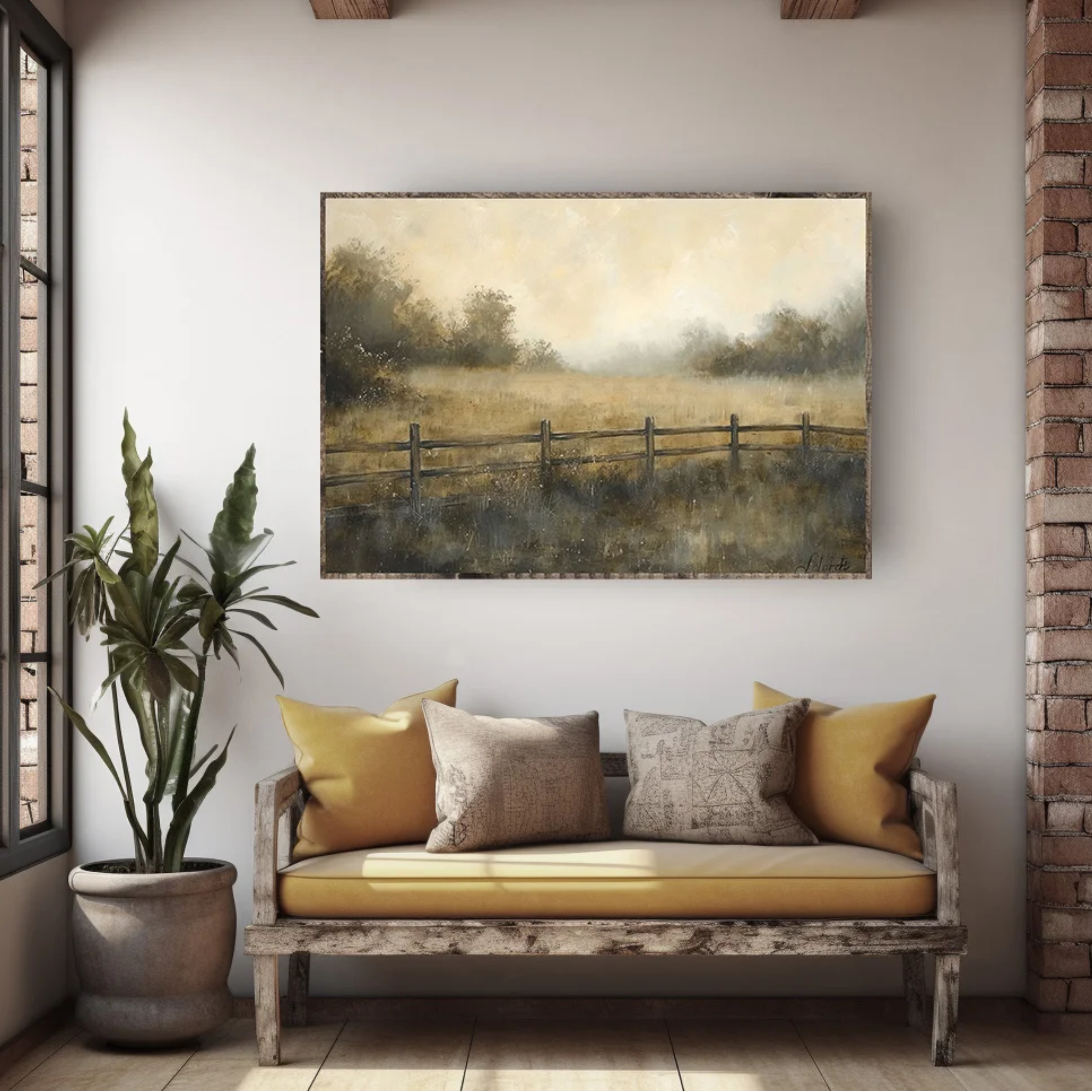 Field + Fence Vintage Print