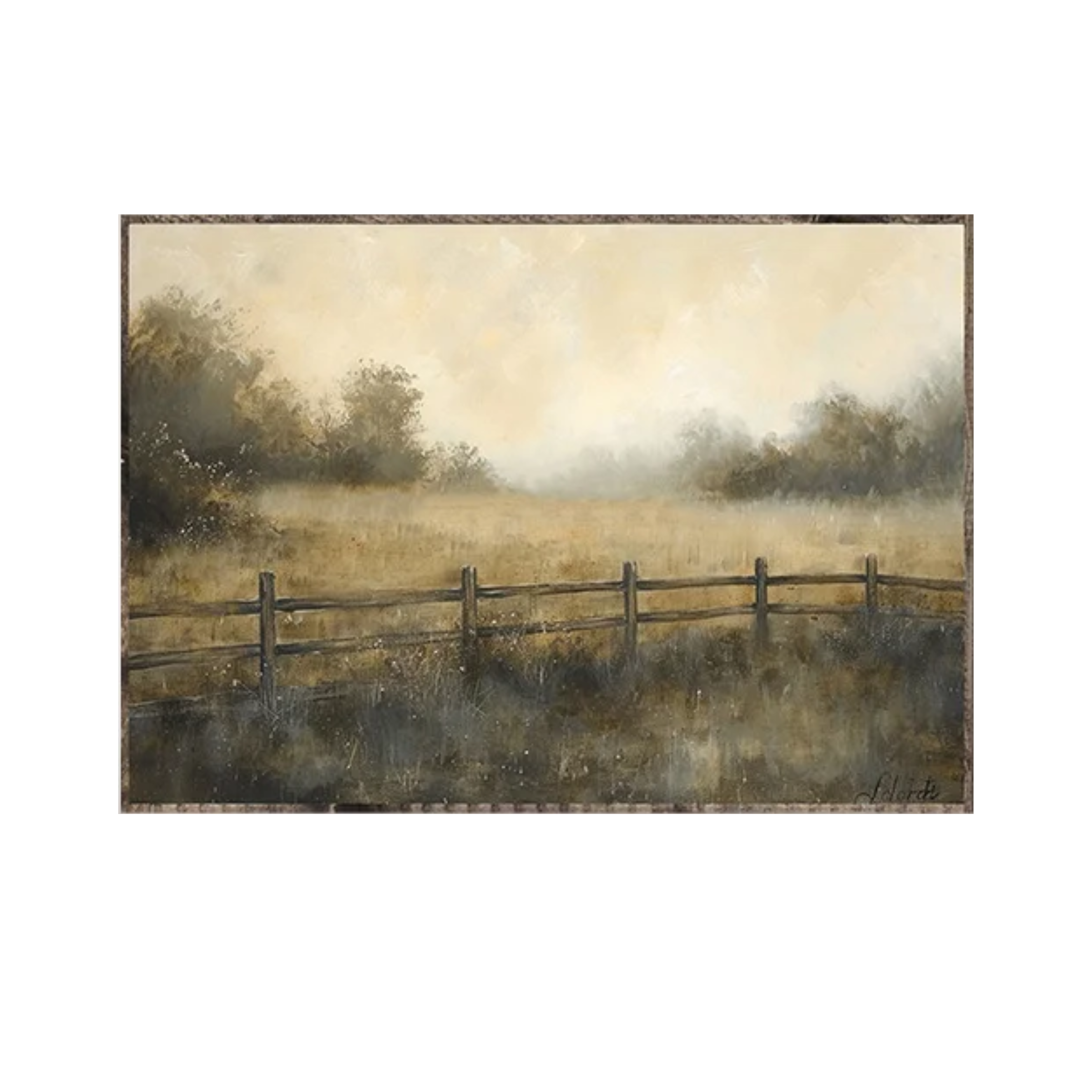 Field + Fence Vintage Print