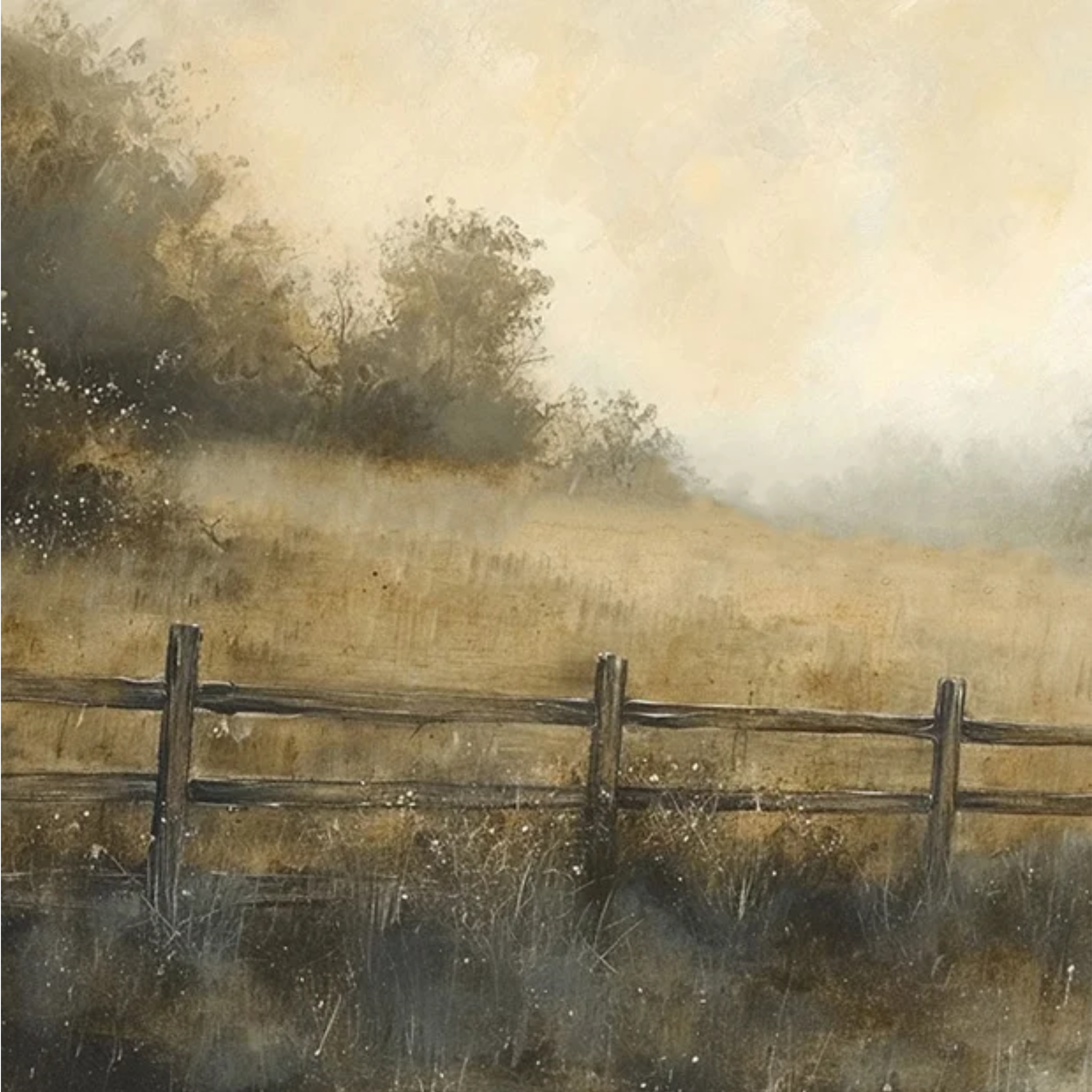 Field + Fence Vintage Print