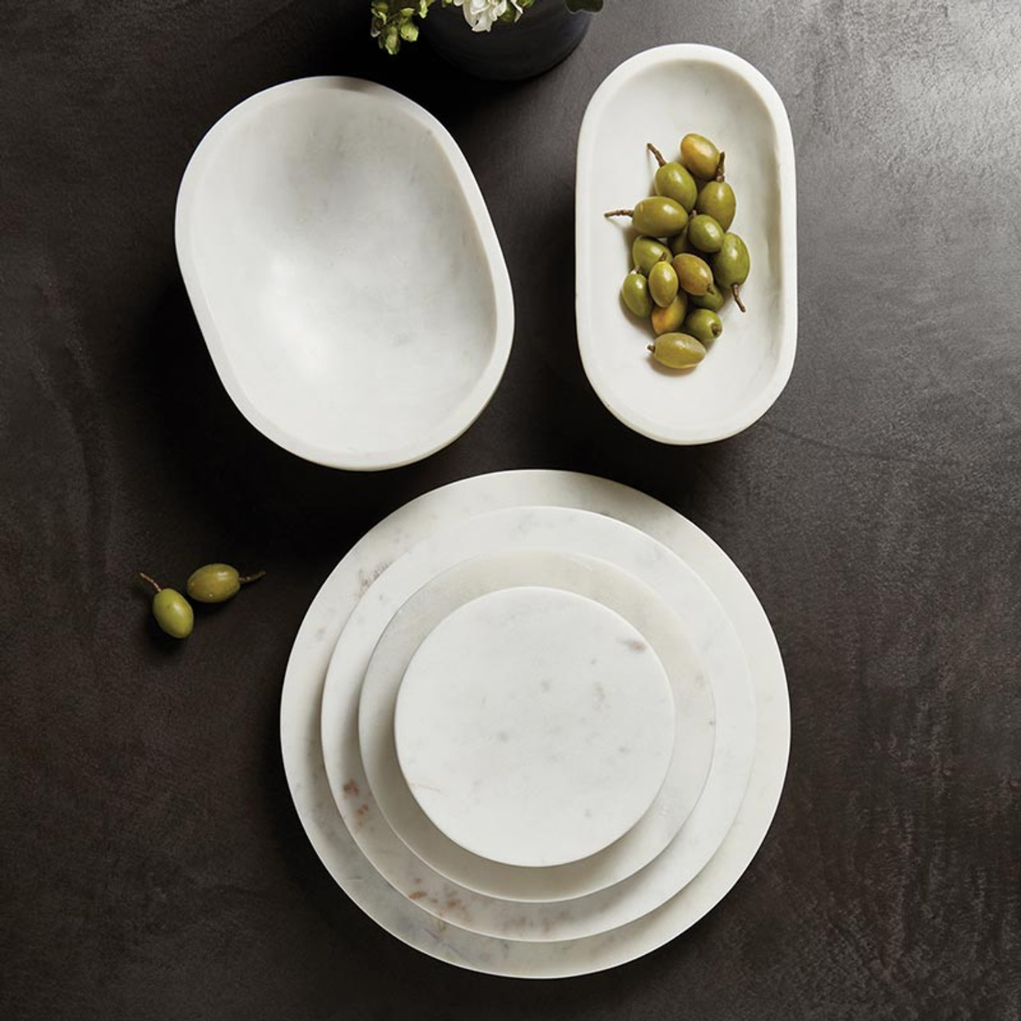 Footed Marble Bowl | White