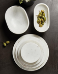 Footed Marble Bowl | White