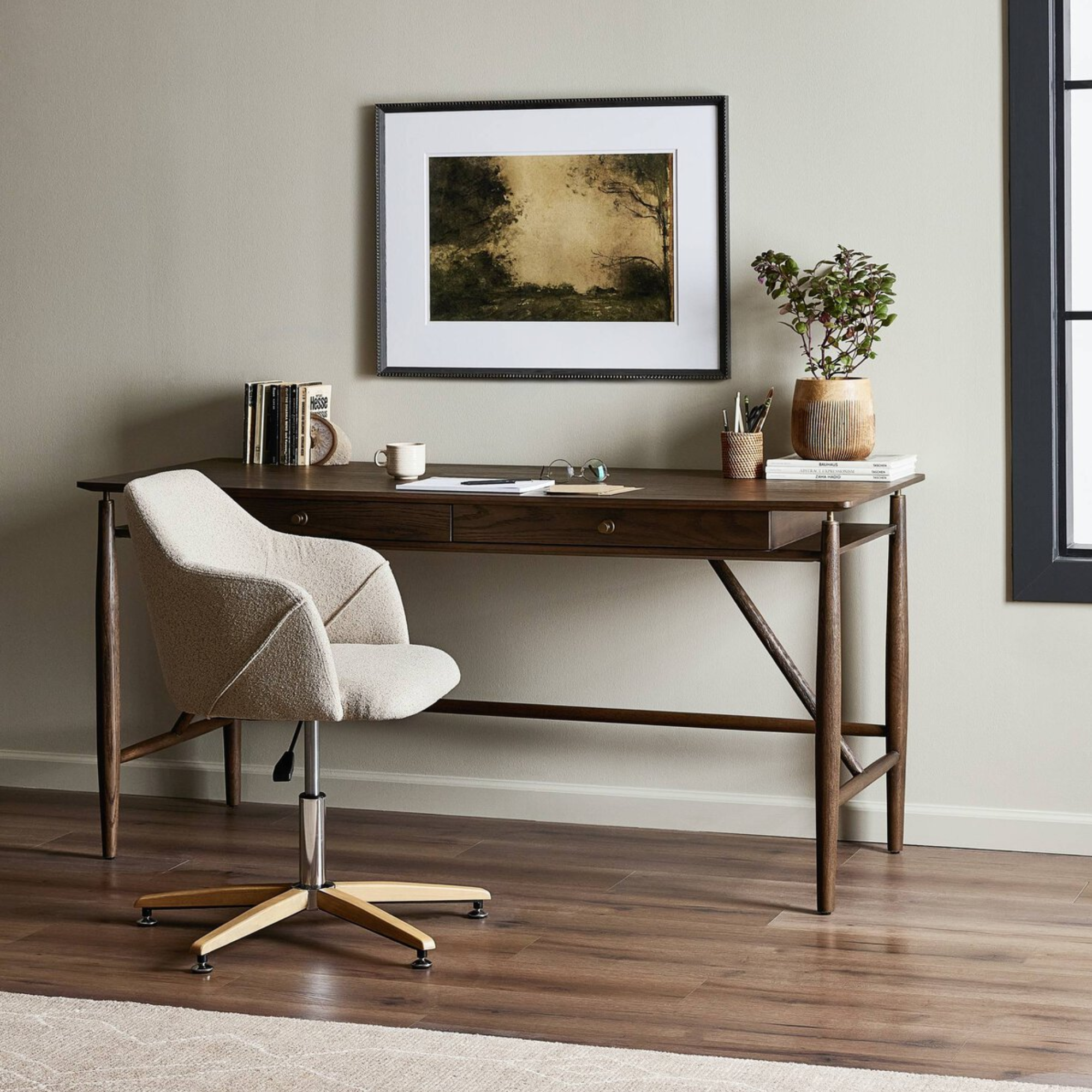 Markia Desk | Aged Oak Veneer – Simone & Ivy