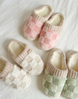 Nordic Checkered Fluffy Slippers