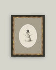 Oval Matte Snowman Vintage Print