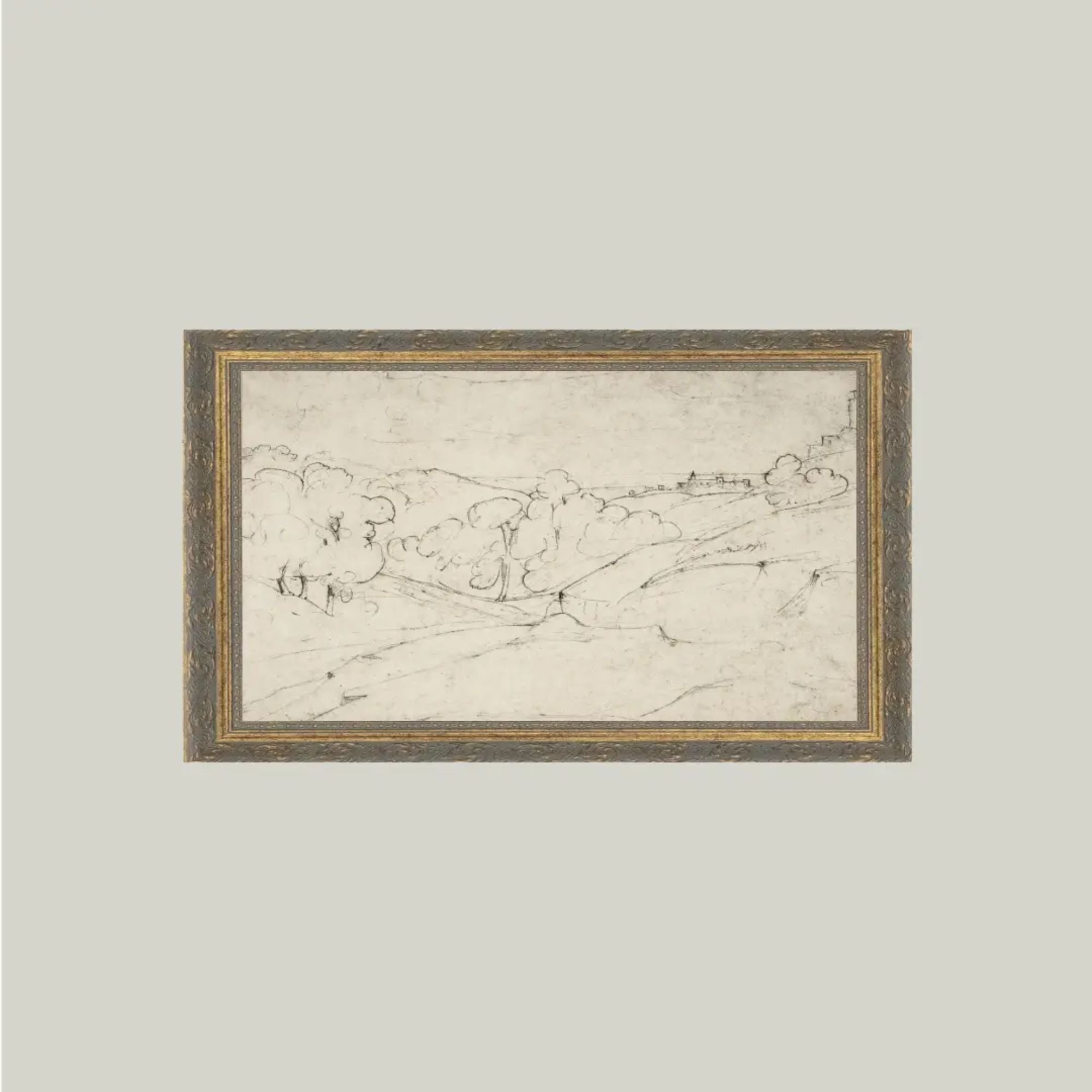 Rolling Hills Framed Antique Art