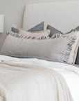 Ruffle Lumbar Striped Pillow | Brown