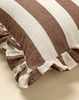 Ruffle Thick Stripe Pillow | Brown