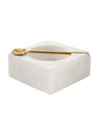 Square Marble Pinch Pot + Gold Spoon