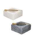 Square Marble Pinch Pot + Gold Spoon