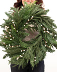 White Berry Evergreen Wreath 24"