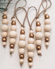 Natural & Gold Bead Ornament | Set of 4