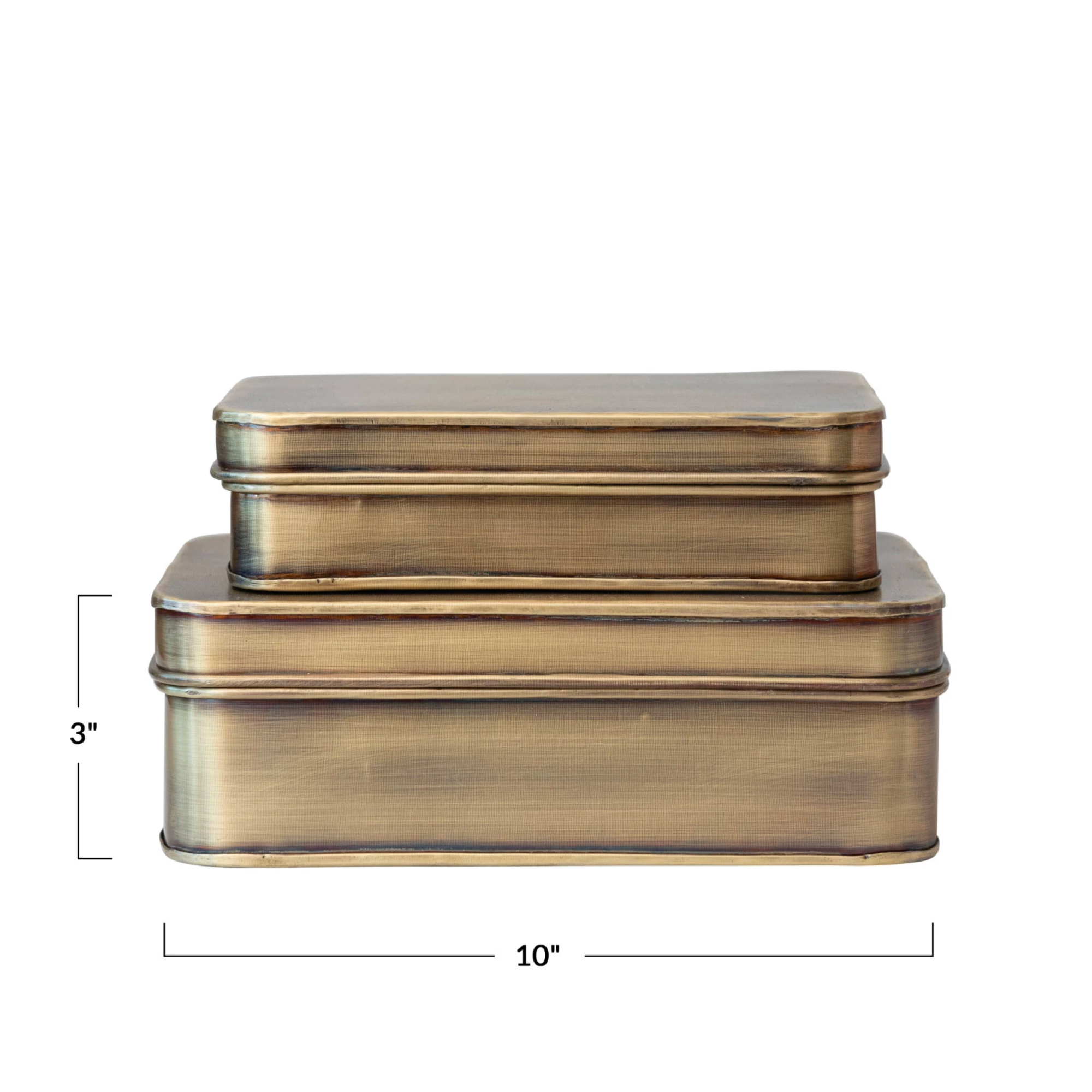 Antique Brass Box Decor Set