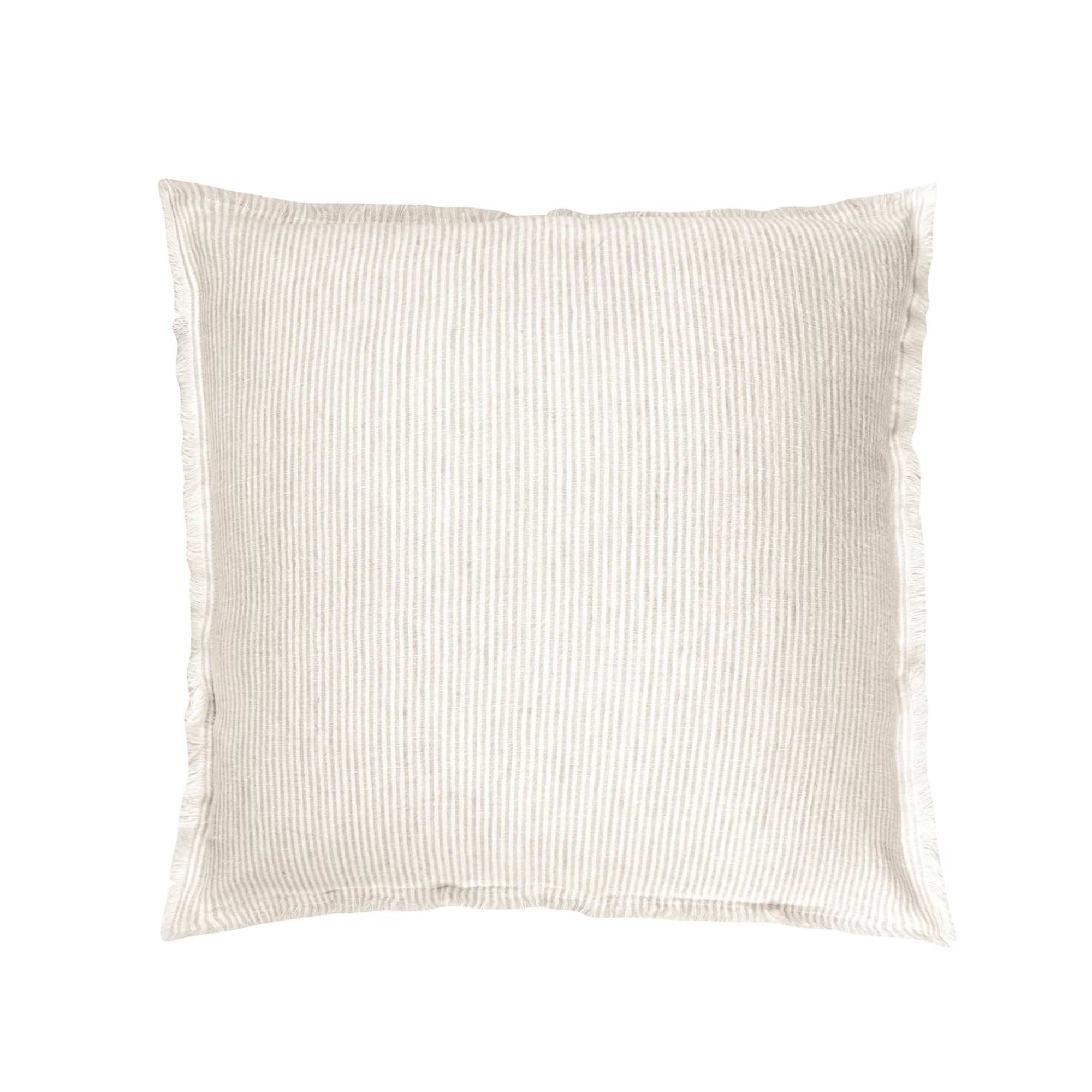 Bailey Linen Pillow - Beige + White Stripe