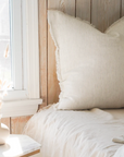 Bailey Linen Pillow - Beige + White Stripe