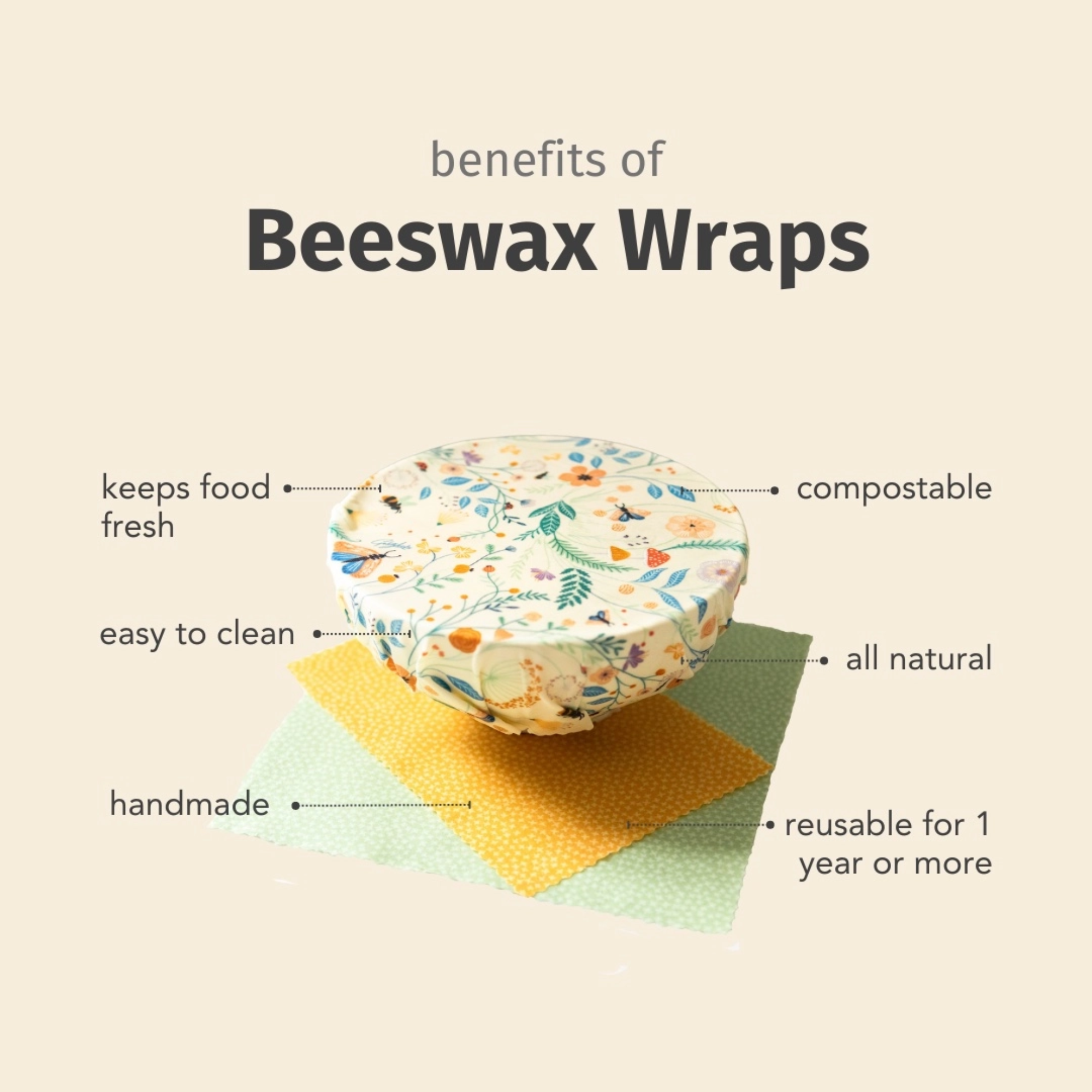 Beeswax Wraps Set of 3 - Blush Mush