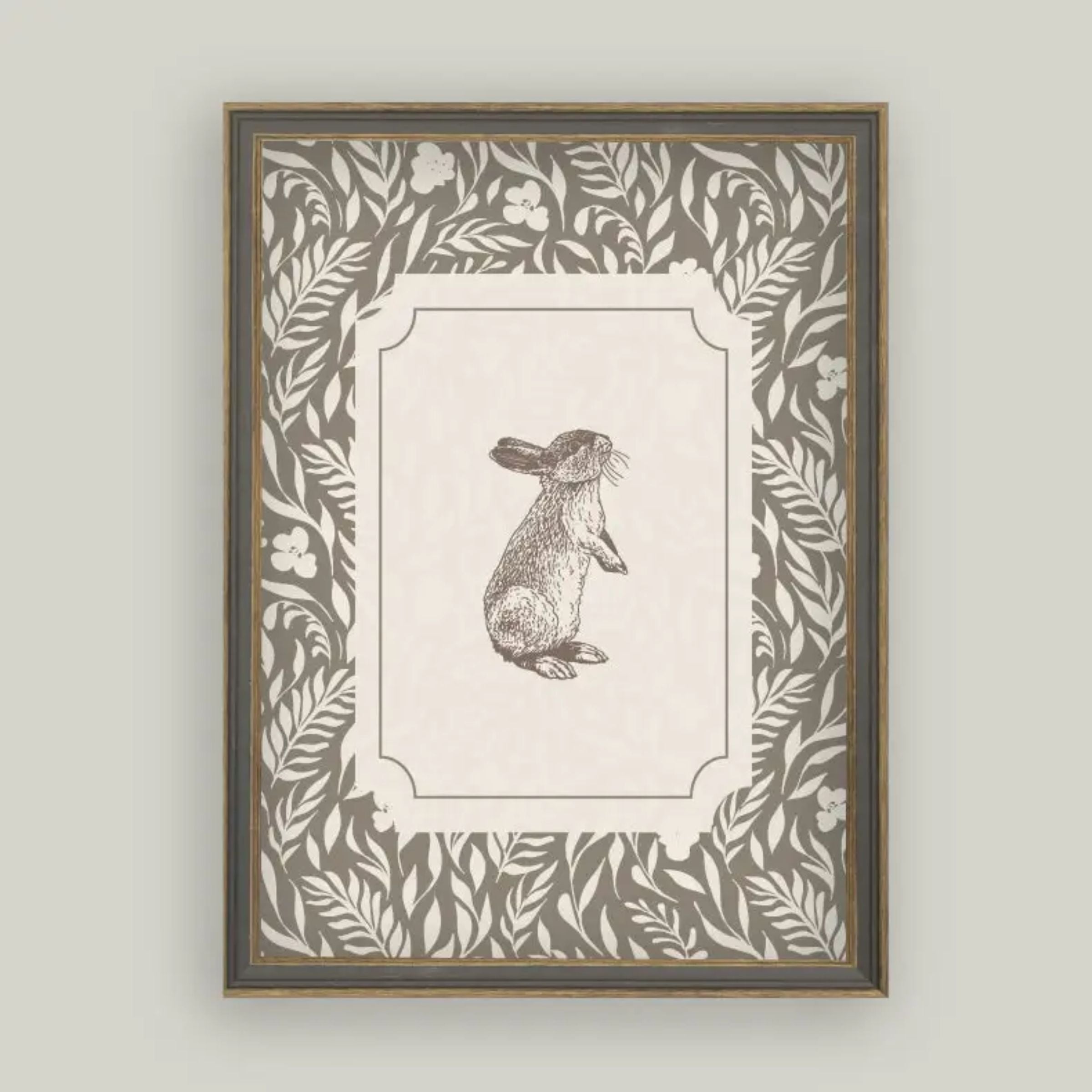 Brown Bunny Framed Antique Art