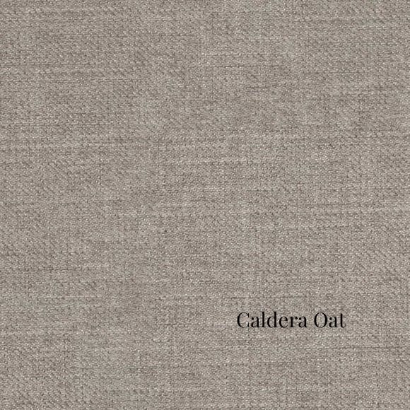 Textured gray fabric swatch with 'Caldera Oat' label in St. Albert