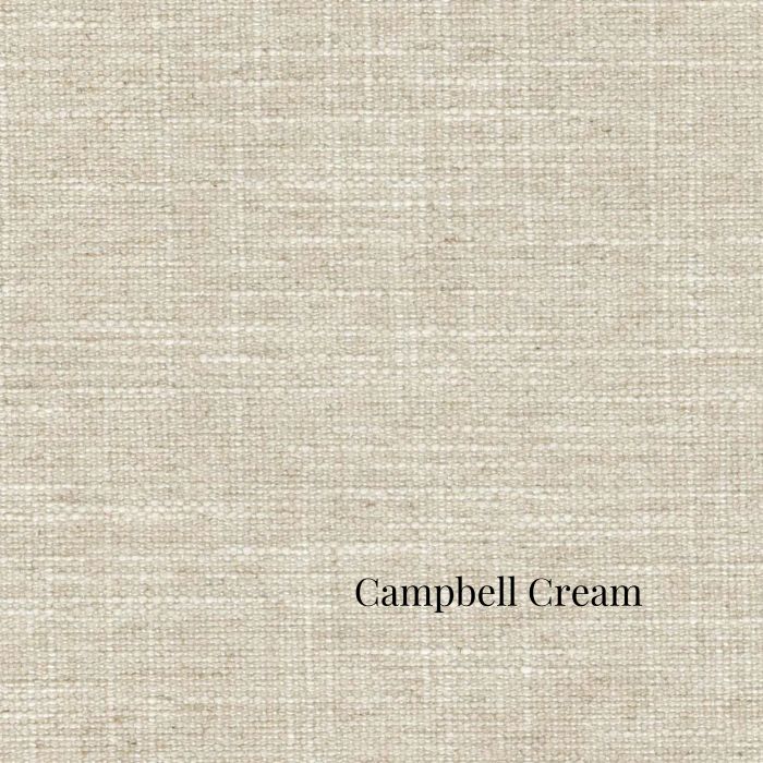 Textured beige fabric swatch with 'Campbell Cream' label in St. Albert