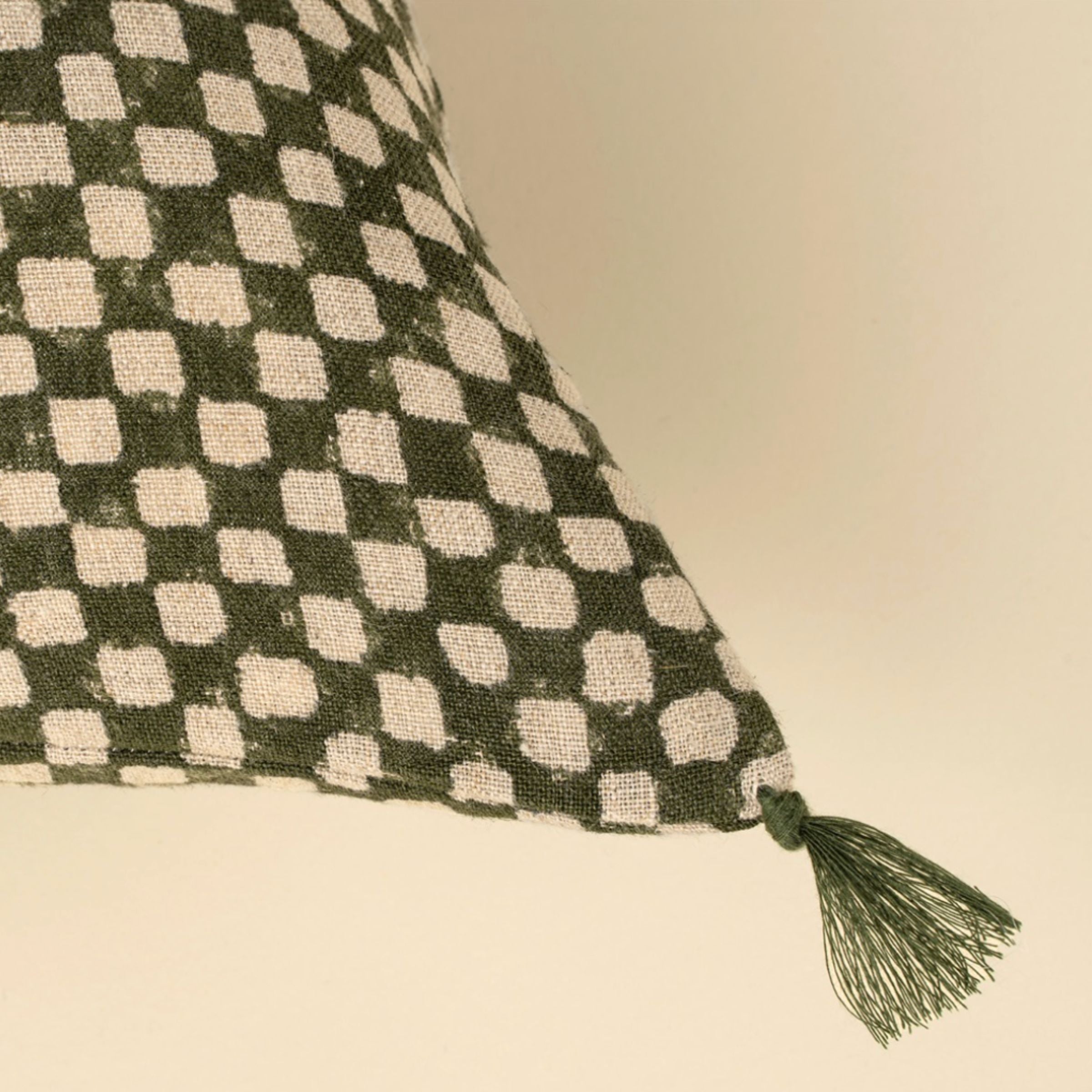 Check Linen Pillow | Green