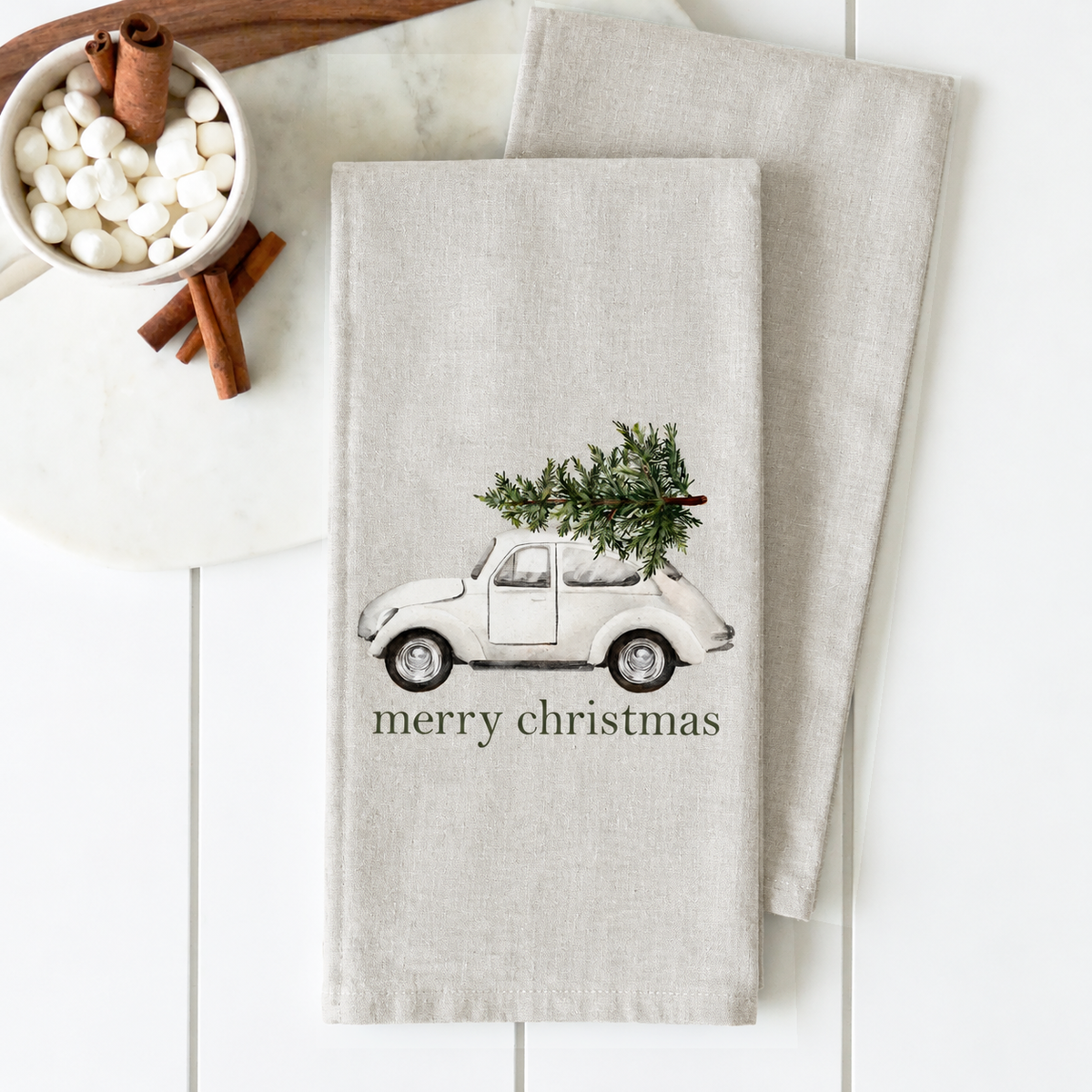 Driving Home for Christmas Hand &amp; Dish Towel