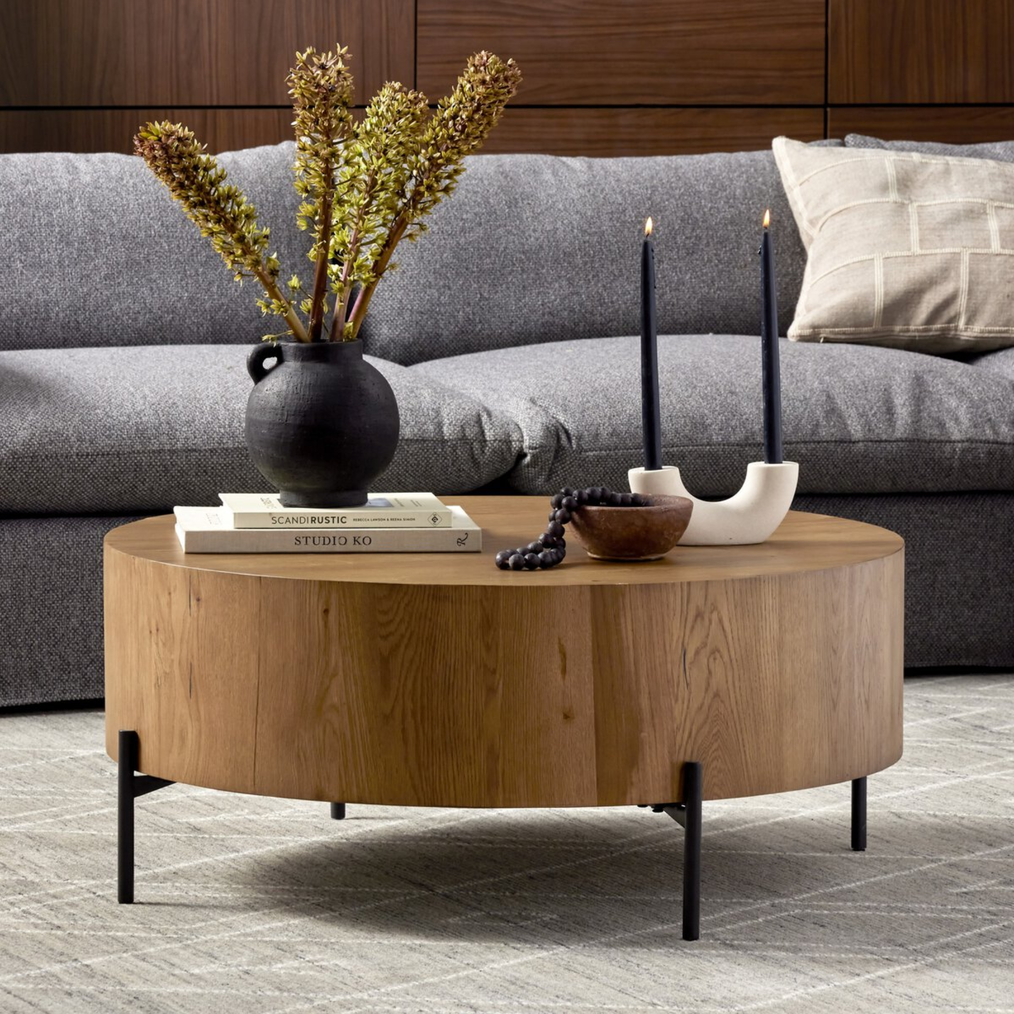 Eaton Drum Coffee Table | Amber Oak Resin