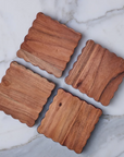 Scalloped Wood Coaster Set