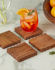 Scalloped Wood Coaster Set