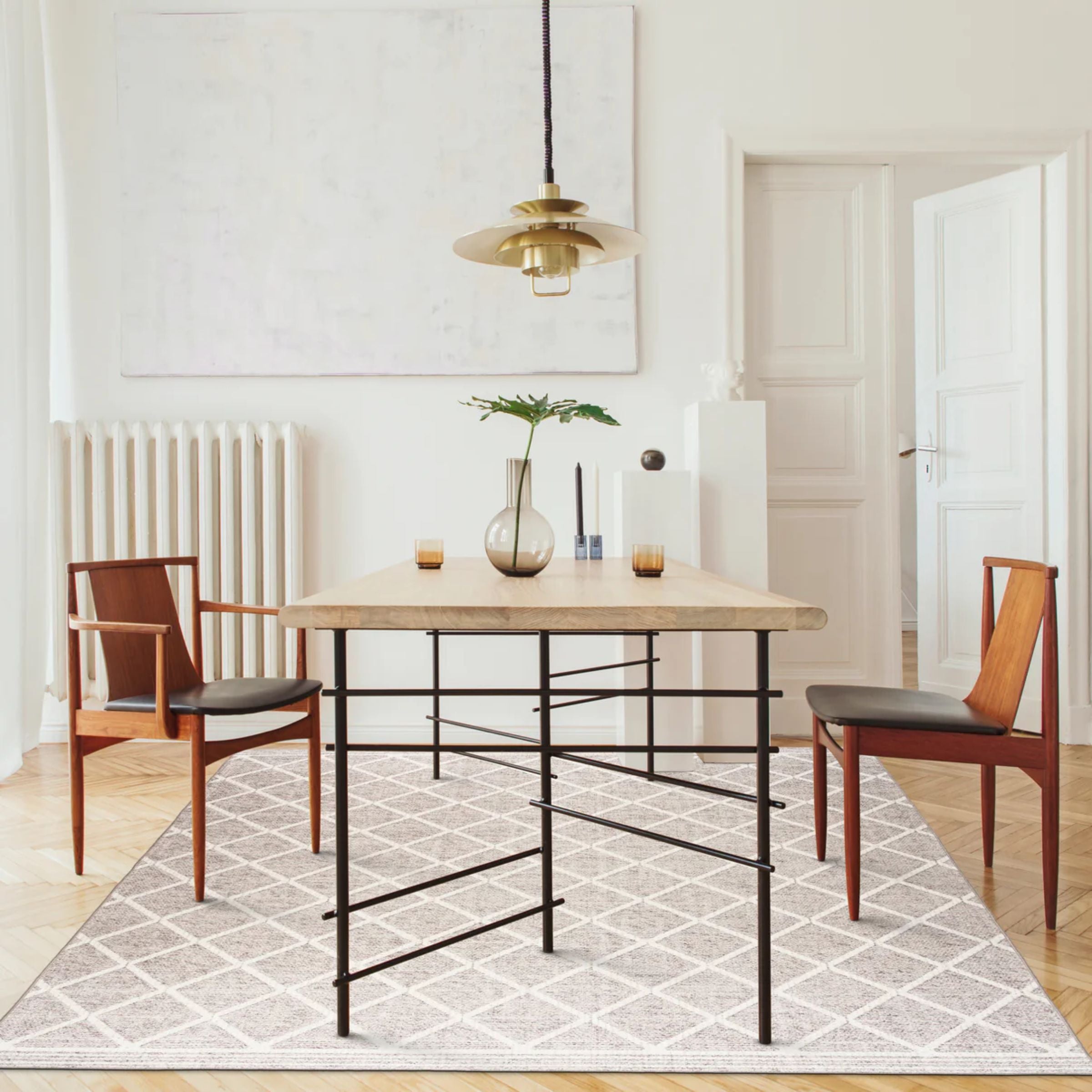 Tessa Distressed Rug | Light Beige + Ivory