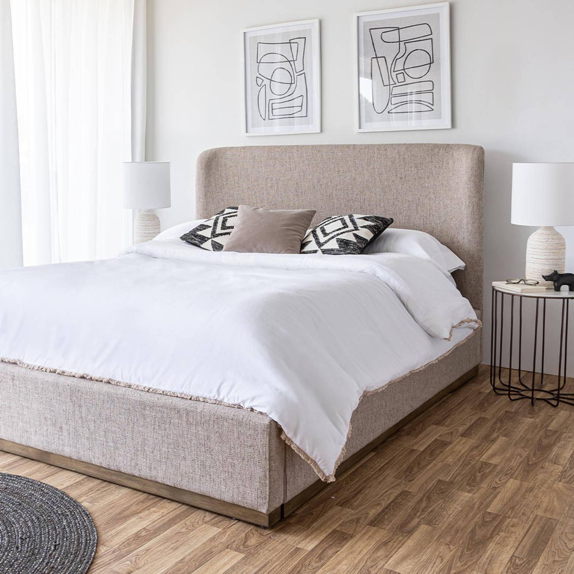 the faye bed in neutral colours