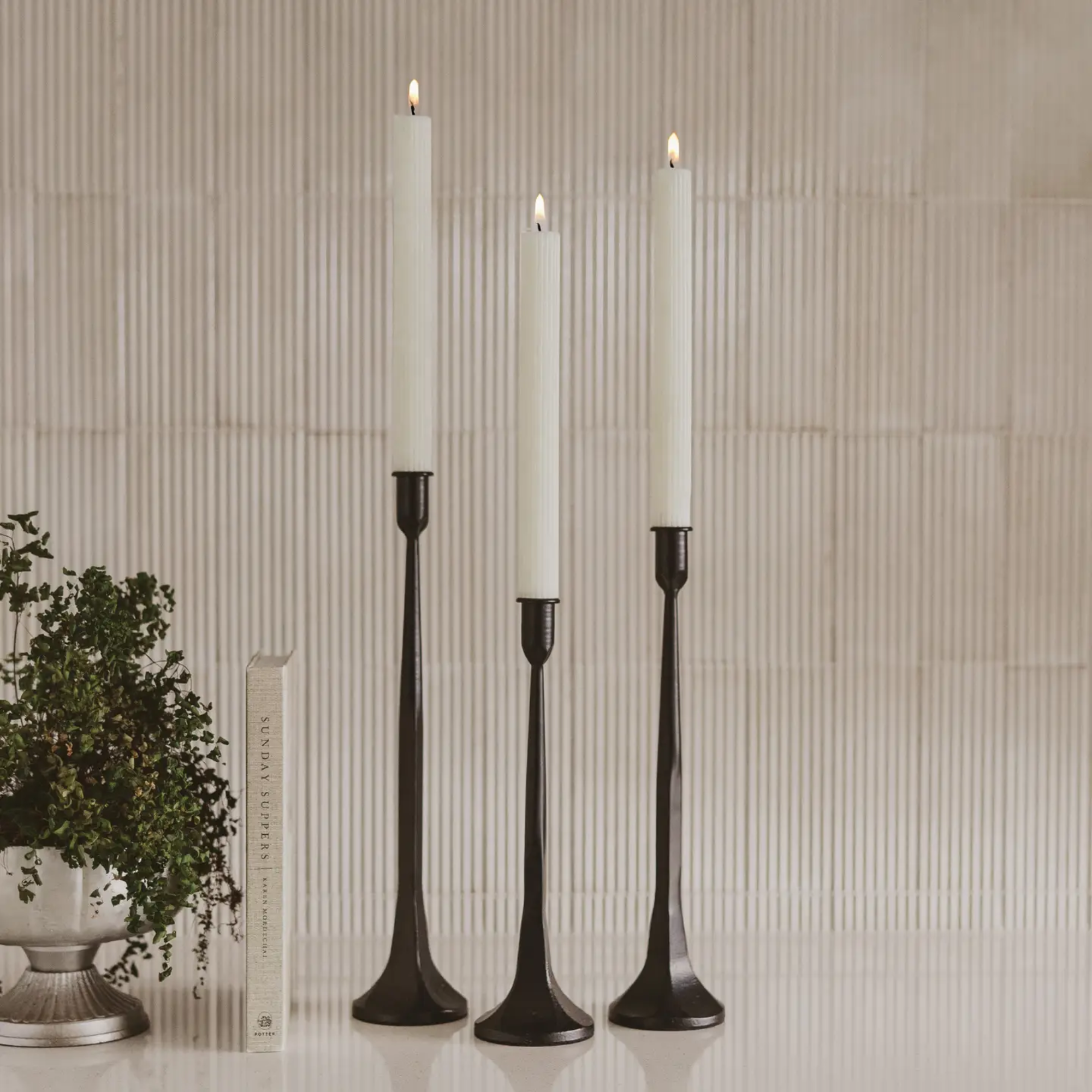 Fluted Taper Candle | Cream