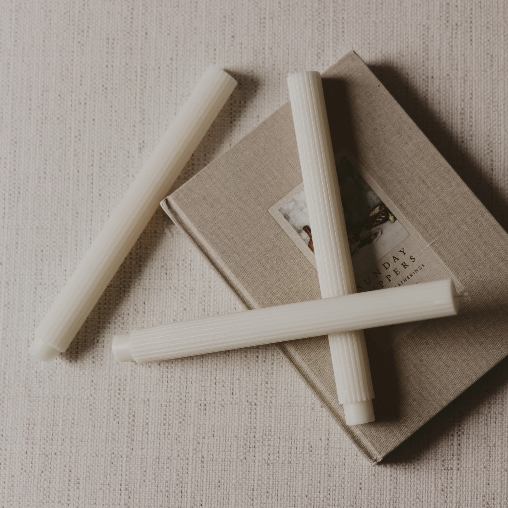 Fluted Taper Candle | Cream