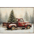 Frosty Red Truck Vintage Print
