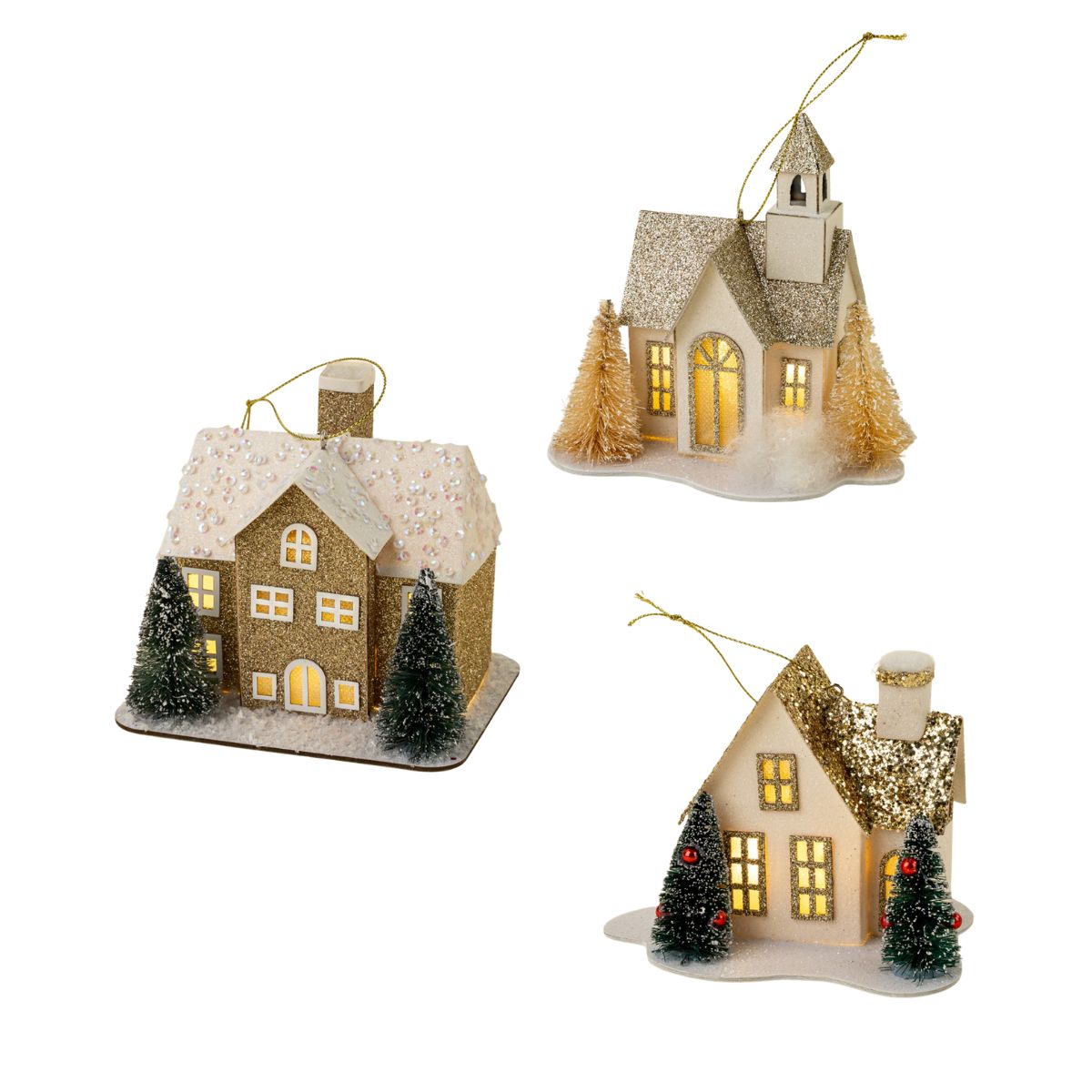 Glitter LED House Ornament