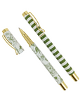 Green Floral Metal Pens Set