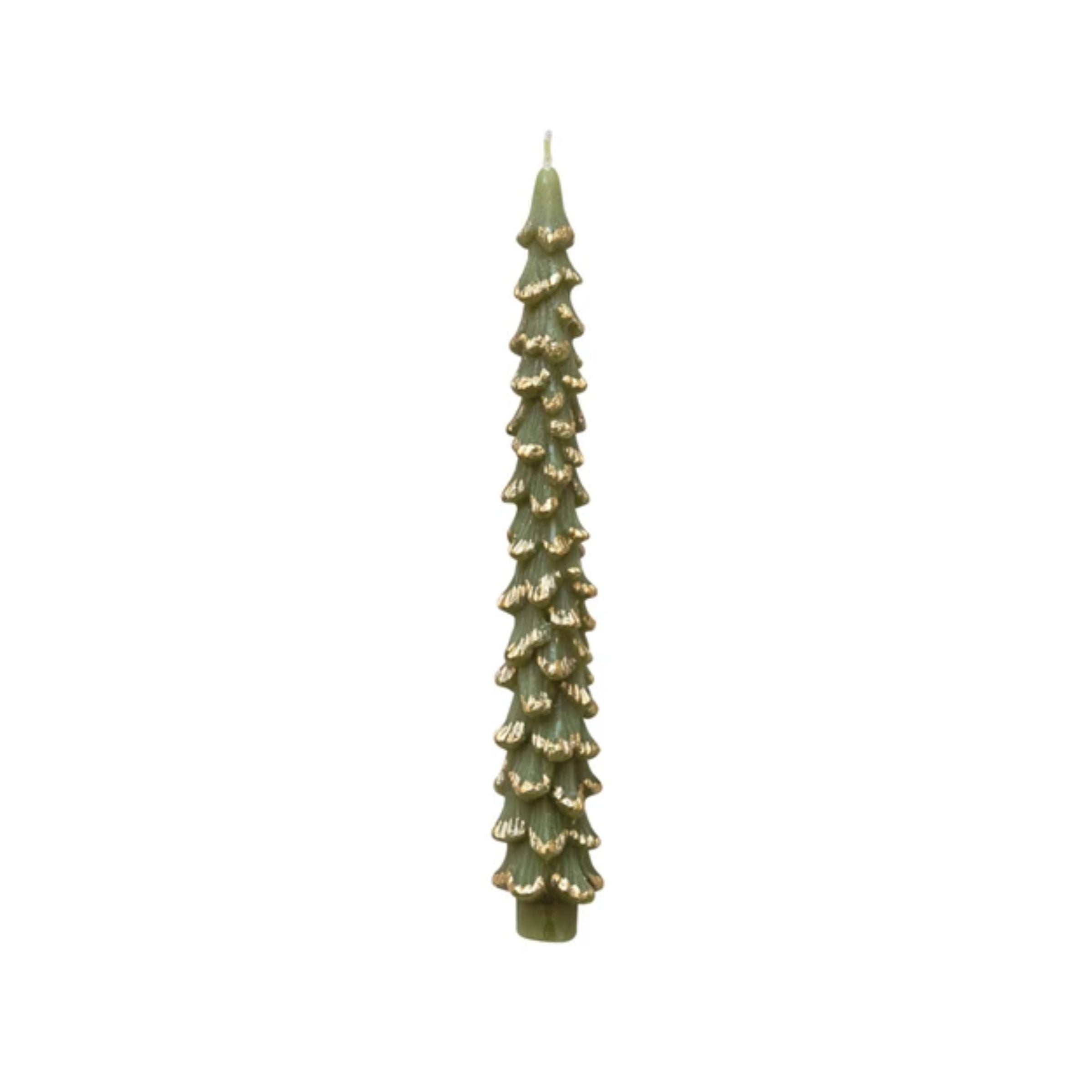 Tree Tapered Candle | Evergreen + Gold