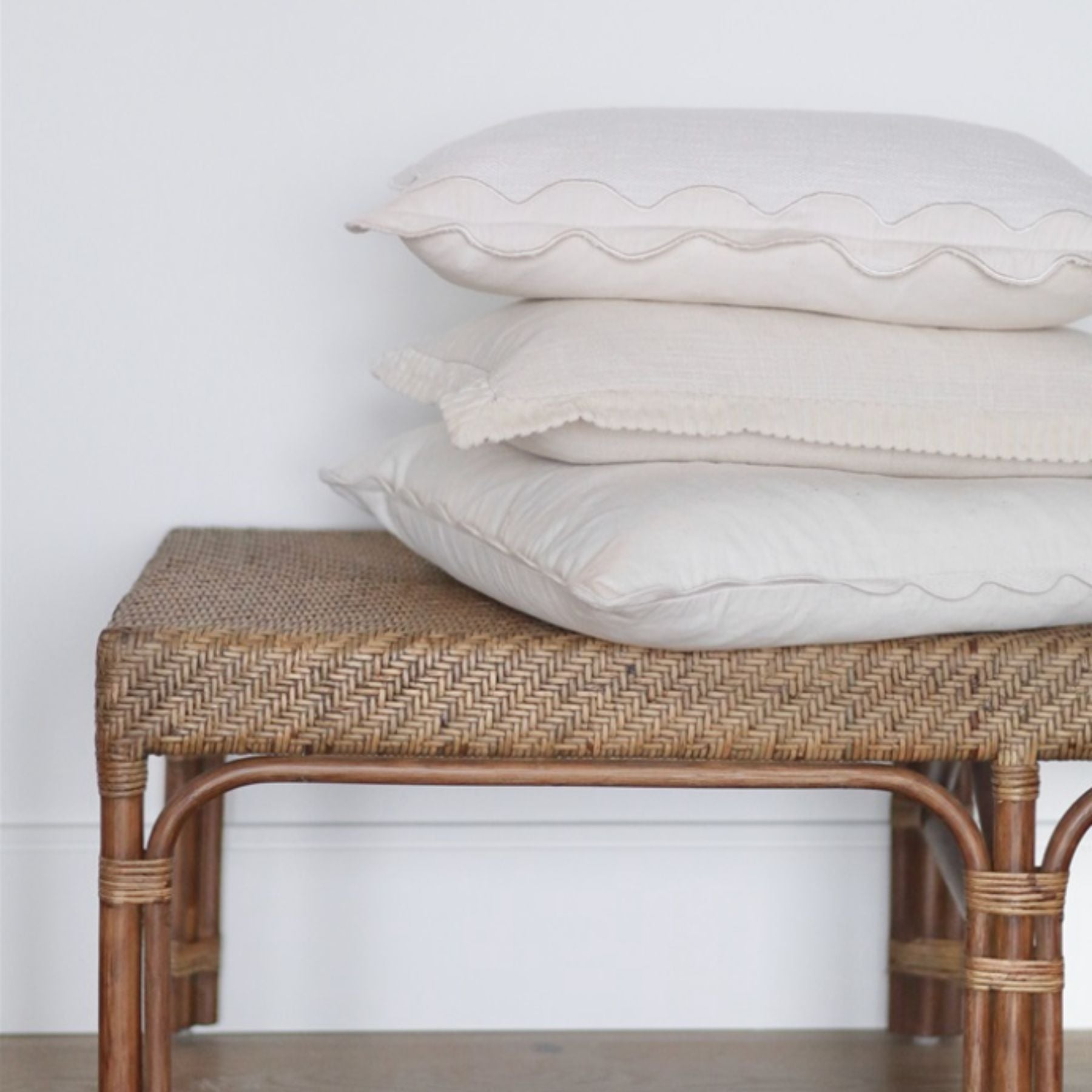 Corded Velvet Edge Pillow | Ivory