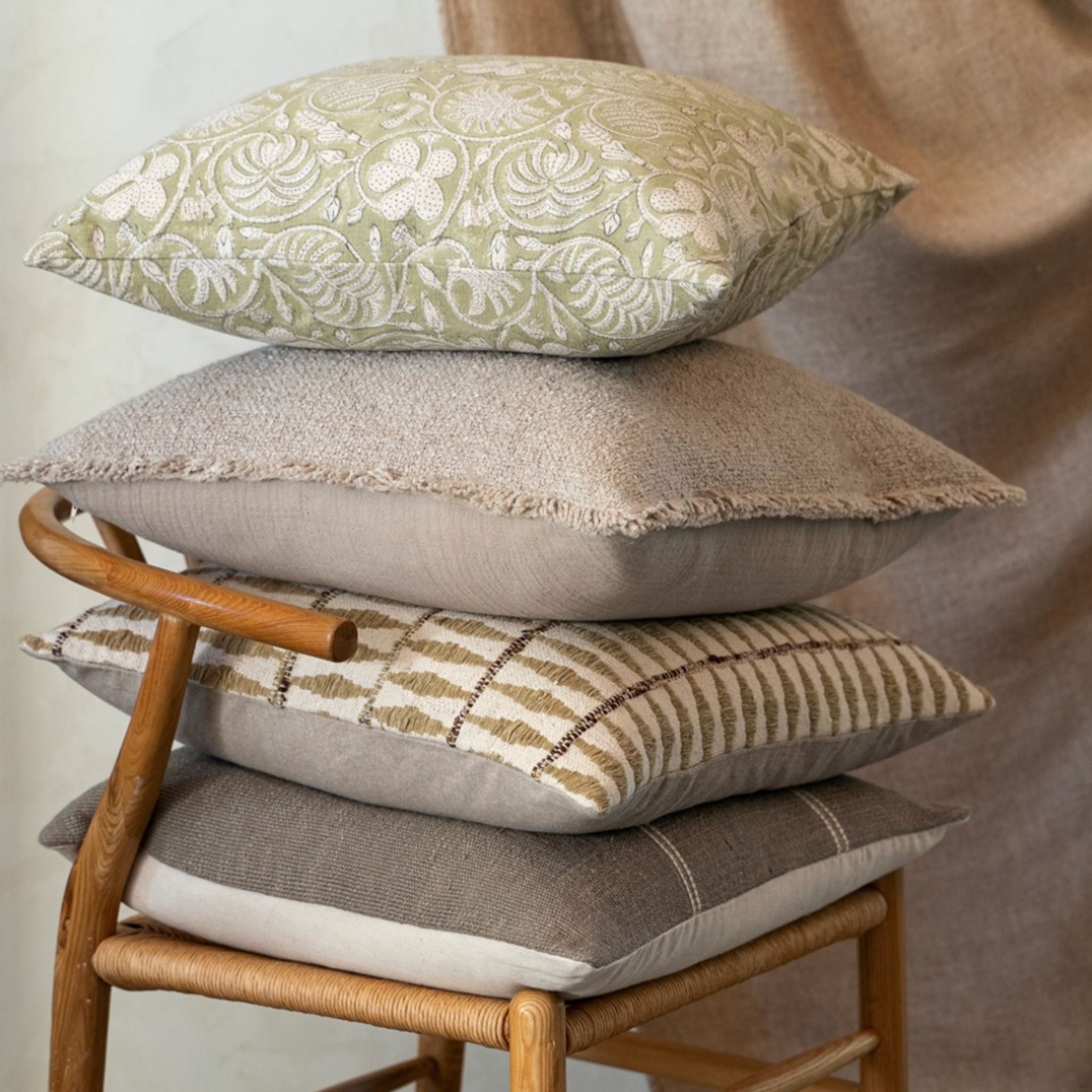 Fringed Boucle Pillow | Taupe