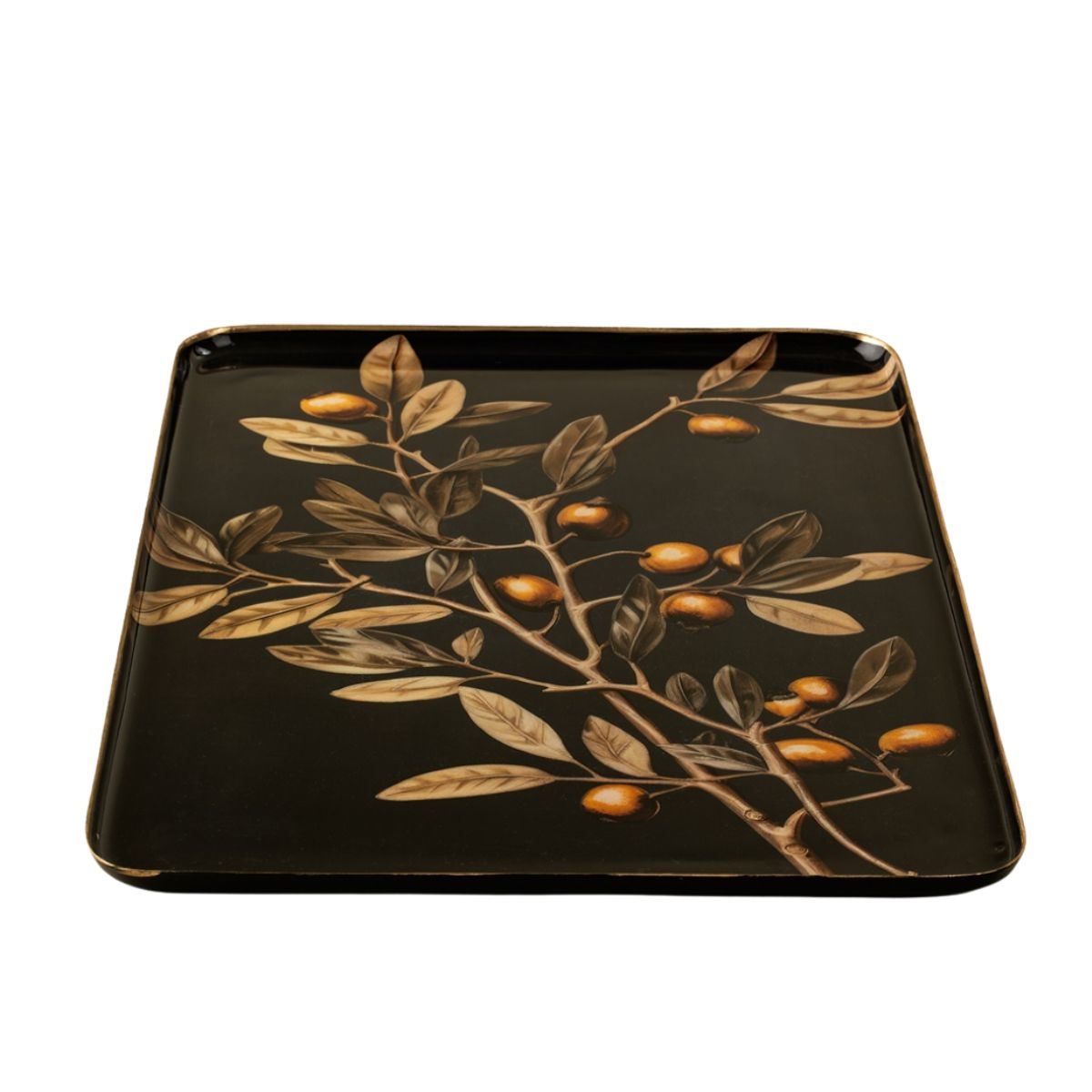 Golden Olive Enameled Tray