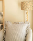 Ruffle Thin Stripe Pillow | Beige