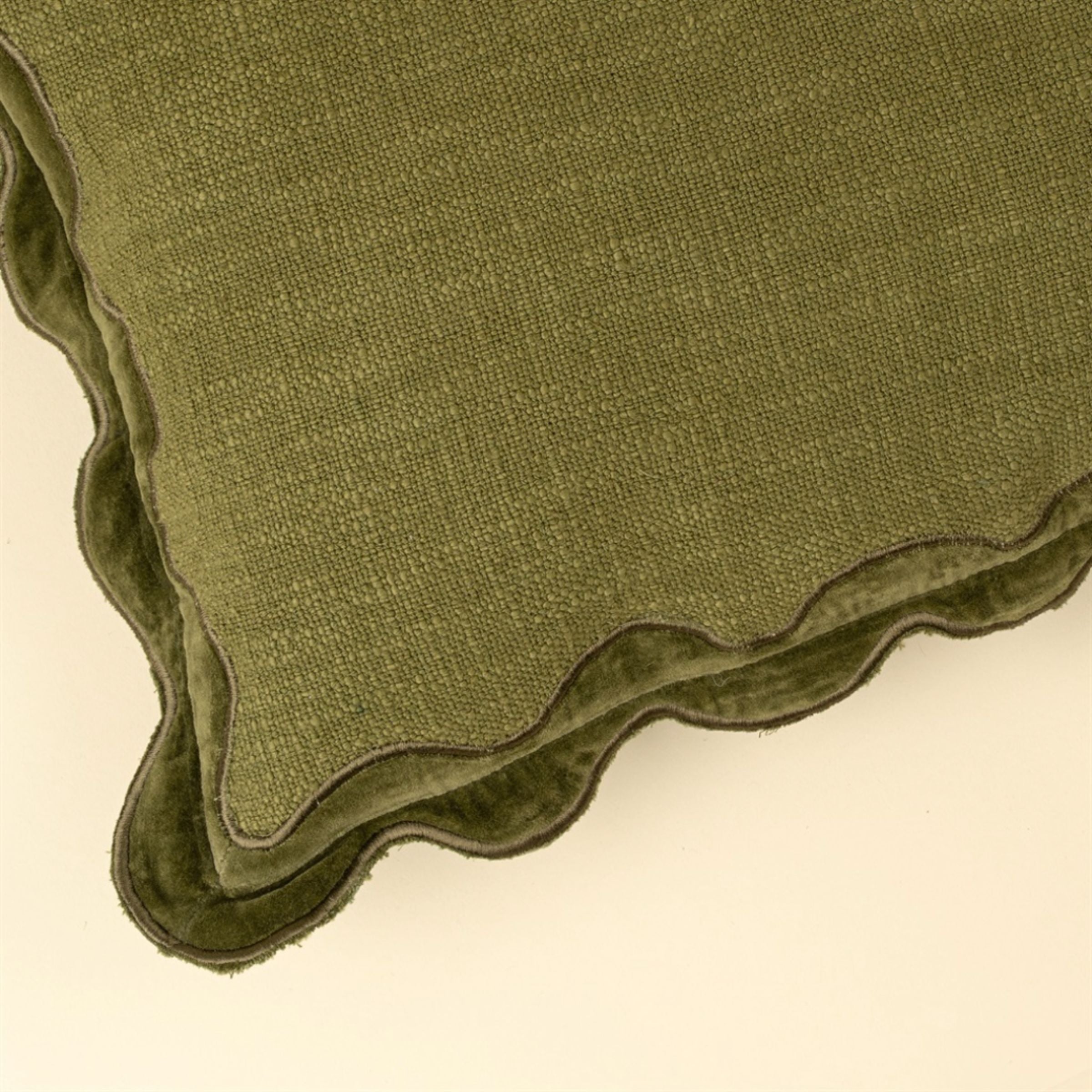 Velvet Scallop Pillow | Moss