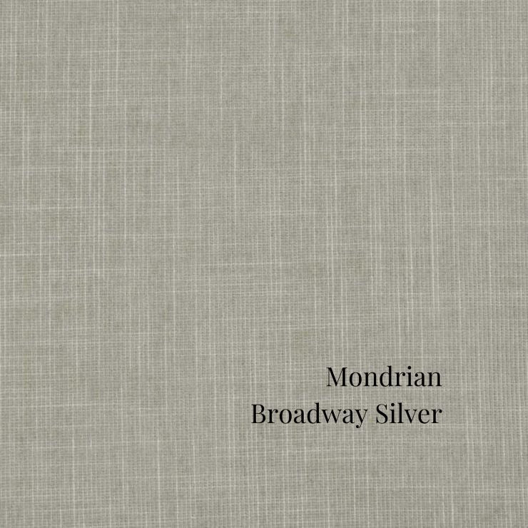 Textured gray fabric with 'Mondrian Broadway Silver' label in St. Albert