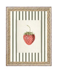 Strawberries On Stripes Framed Antique Art