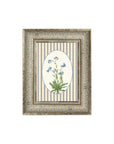 Blue Blooms On Stripes Framed Antique Art